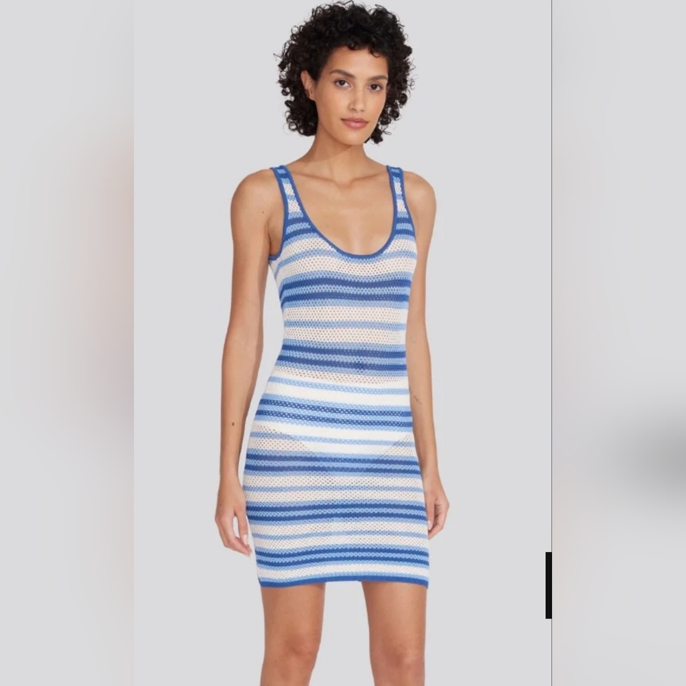 NWT Solid & Striped The Kimberly Mini Dress:β Large: Color- Marina Blue Stripe